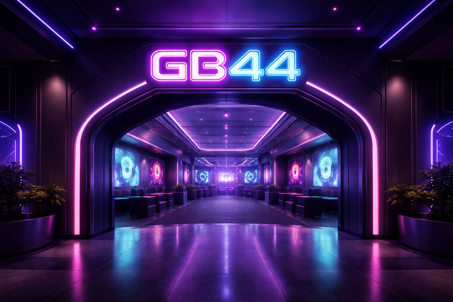 GB44 গেমস নিয়ন লাইব্রেরি প্রবেশদ্বার